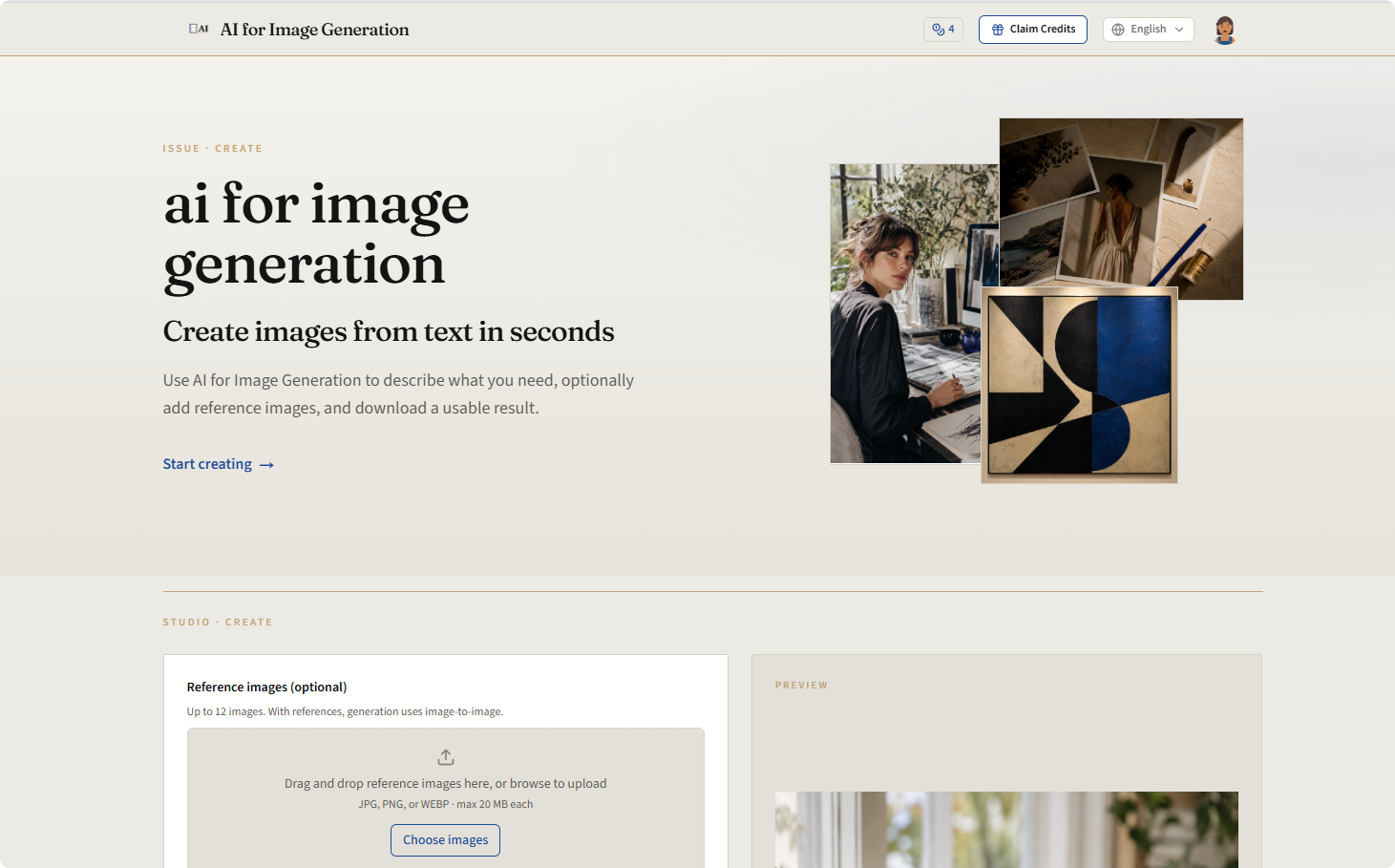 Screenshot of AI for Image Generation