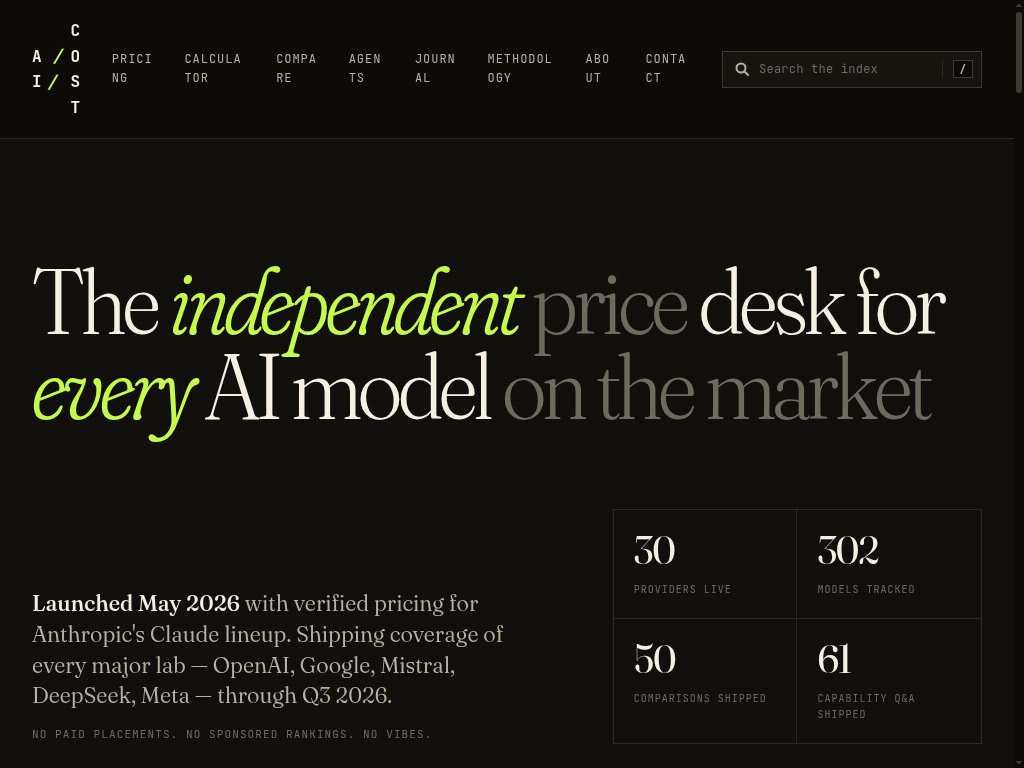 Screenshot of AICost