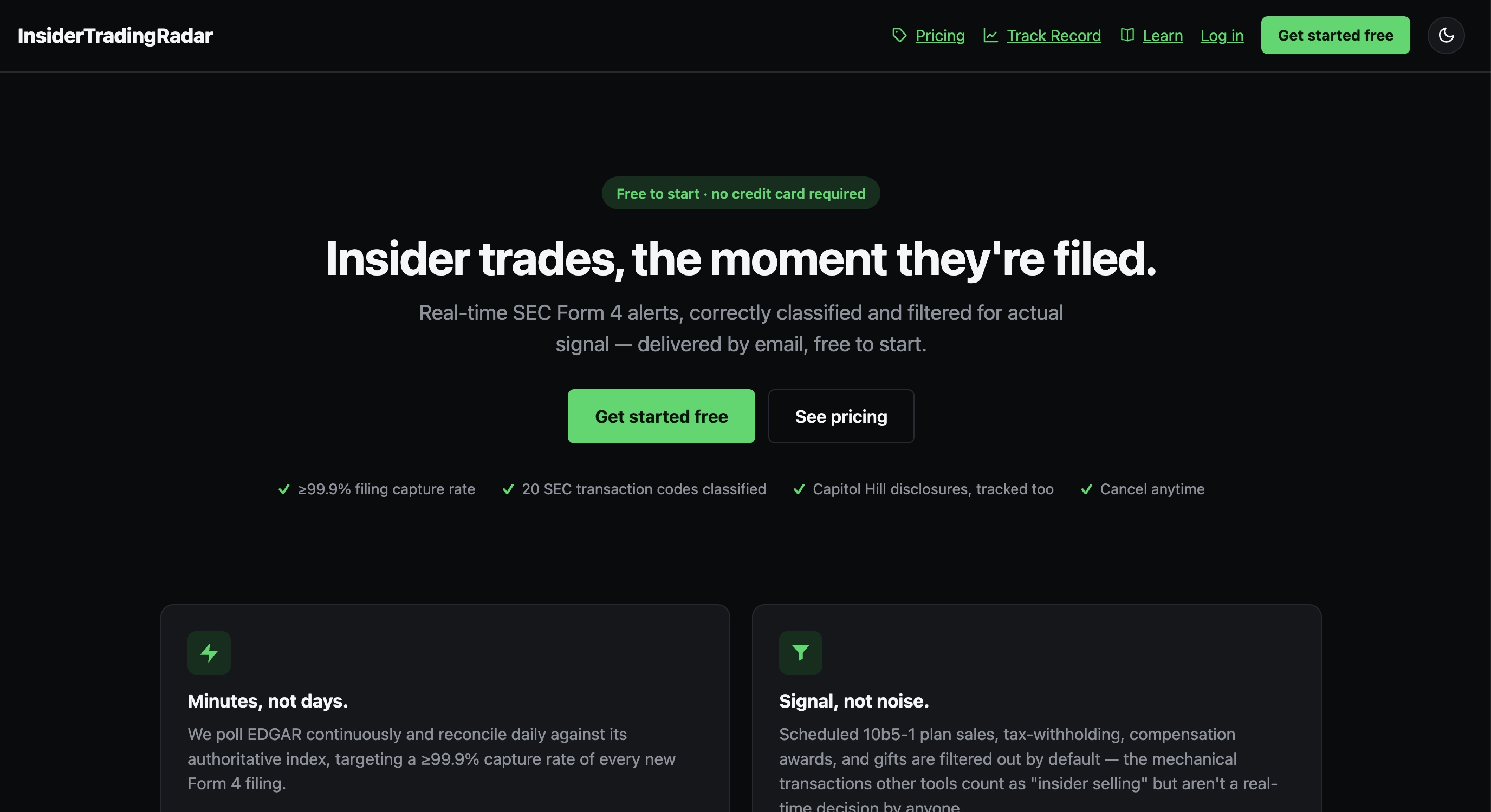 Screenshot of InsiderTradingRadar