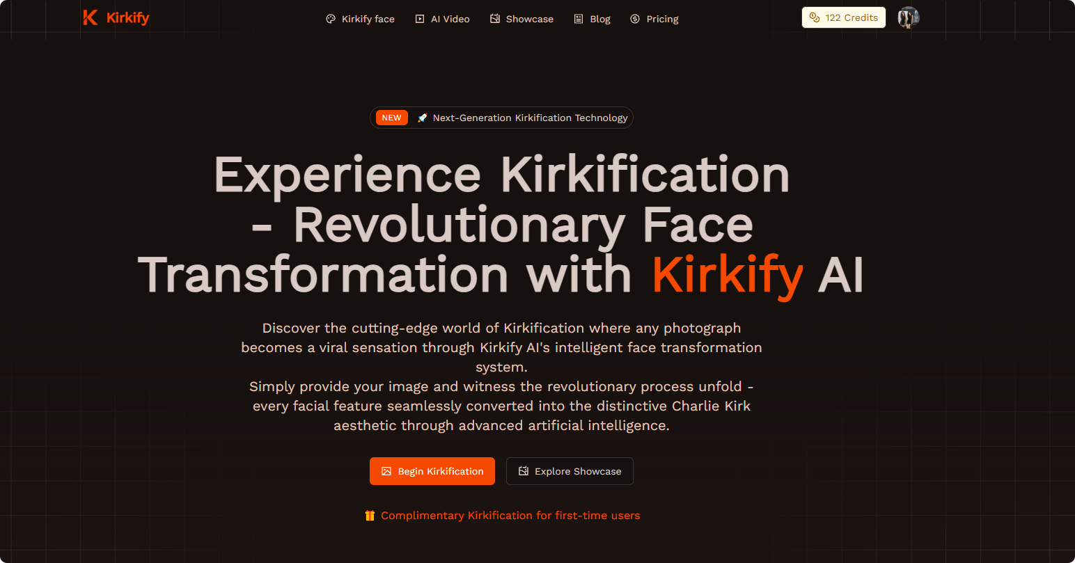 Screenshot of Kirkify