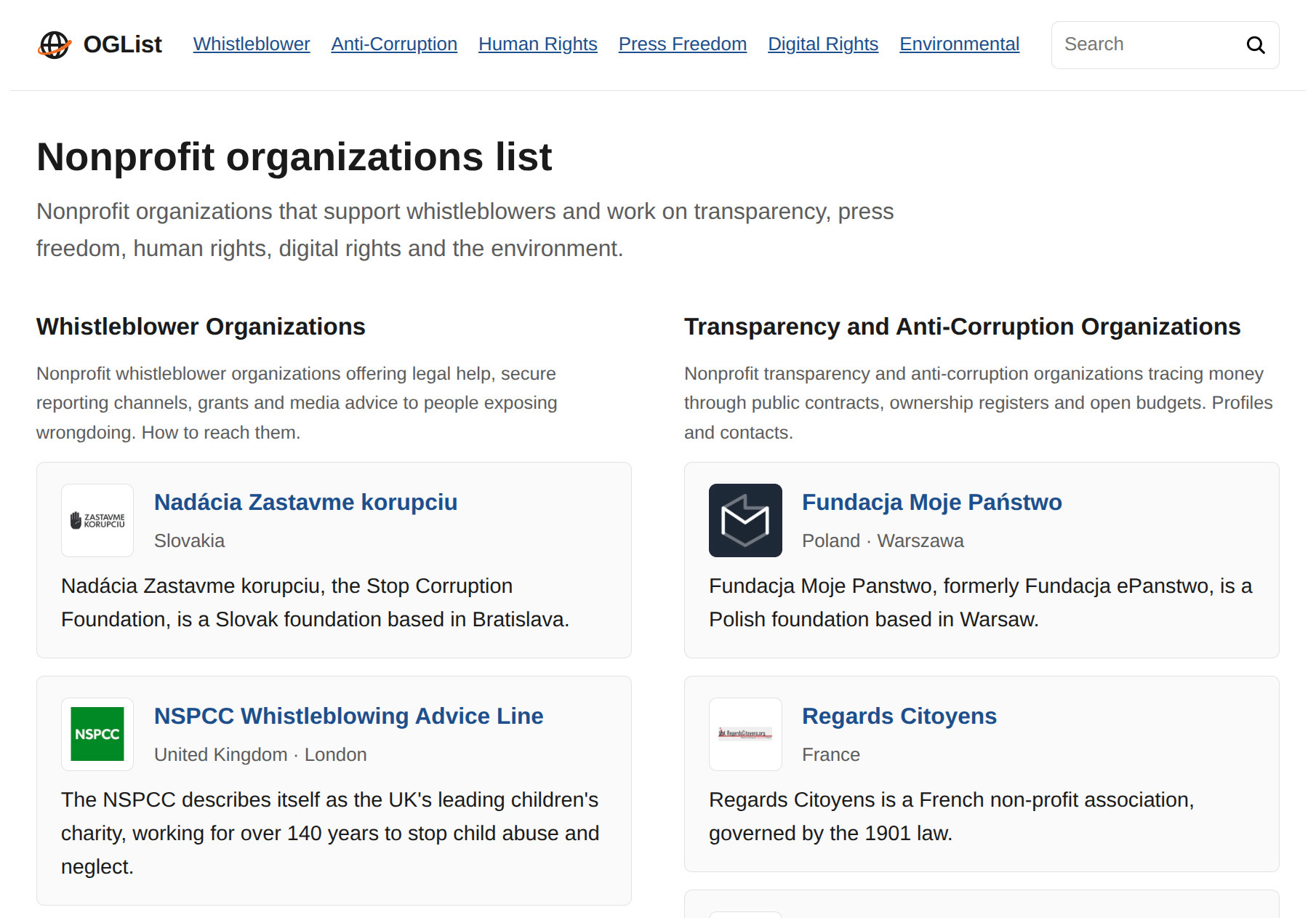 Screenshot of OGList