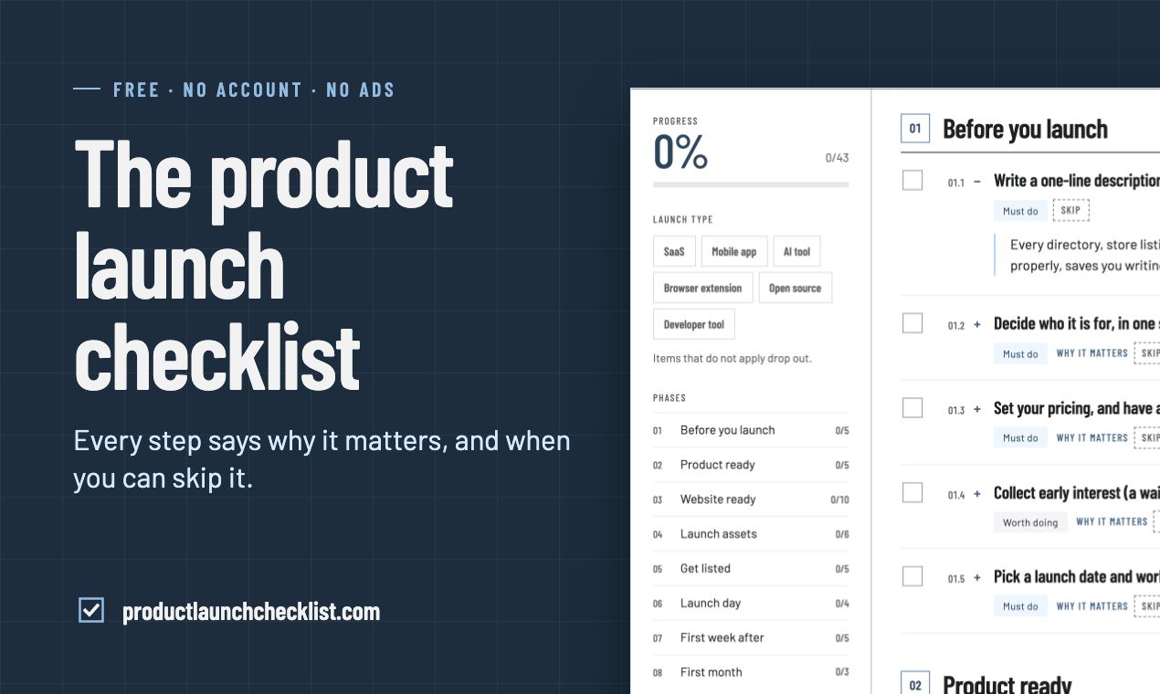 Screenshot of Product Launch Checklist