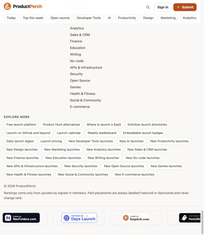 Screenshot of ProductPerch