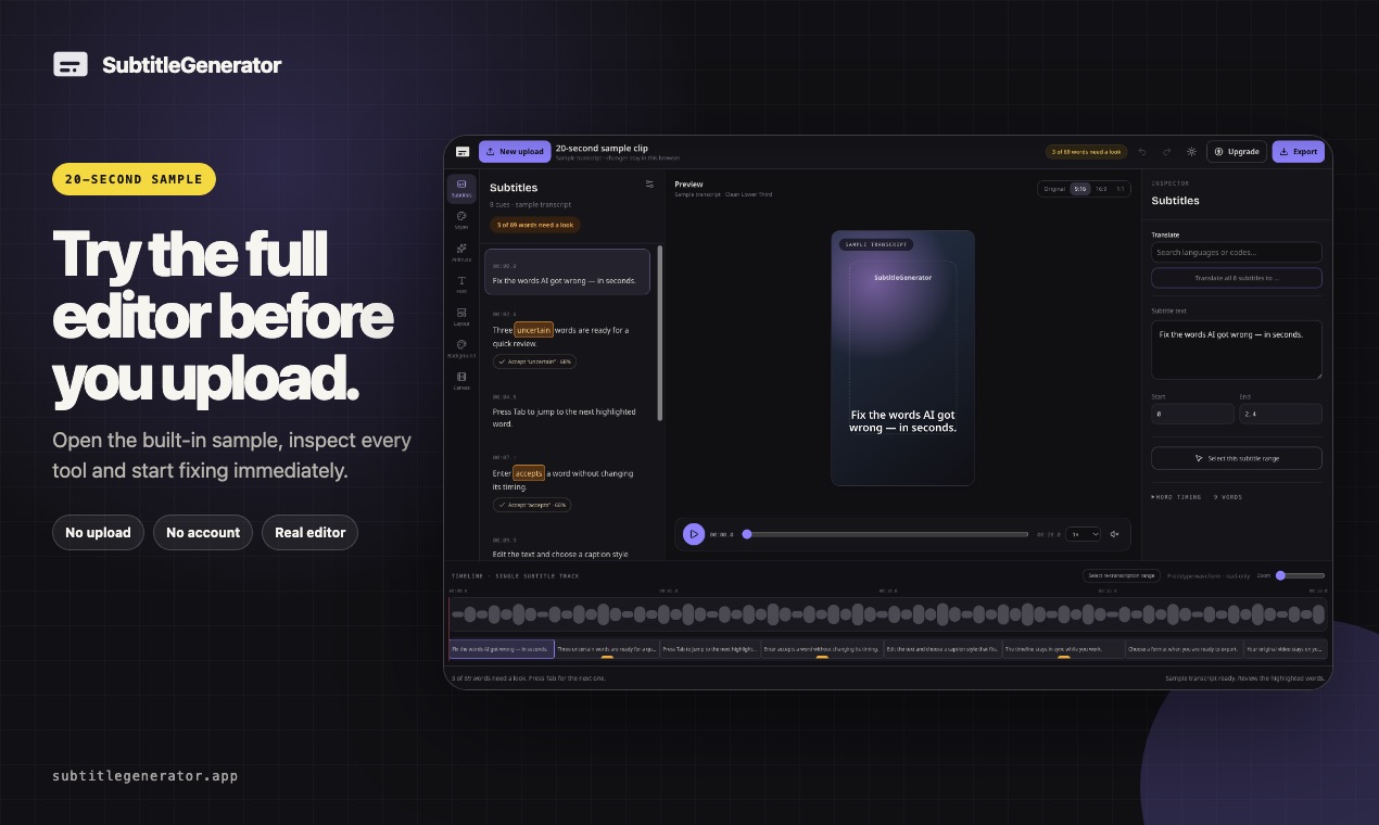 Screenshot of SubtitleGenerator