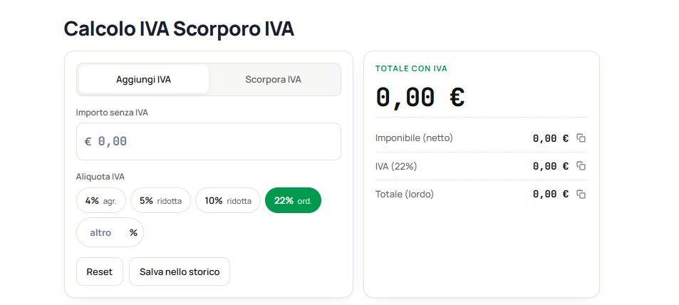 Screenshot of TheCalcoloIVA