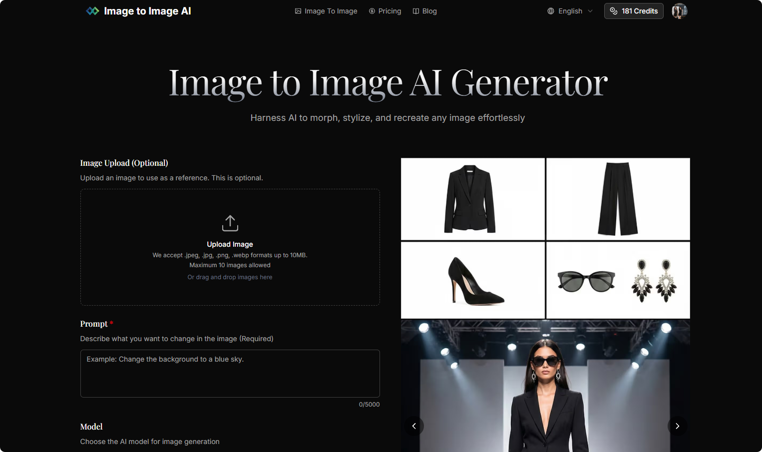 Screenshot of Image to Image AI