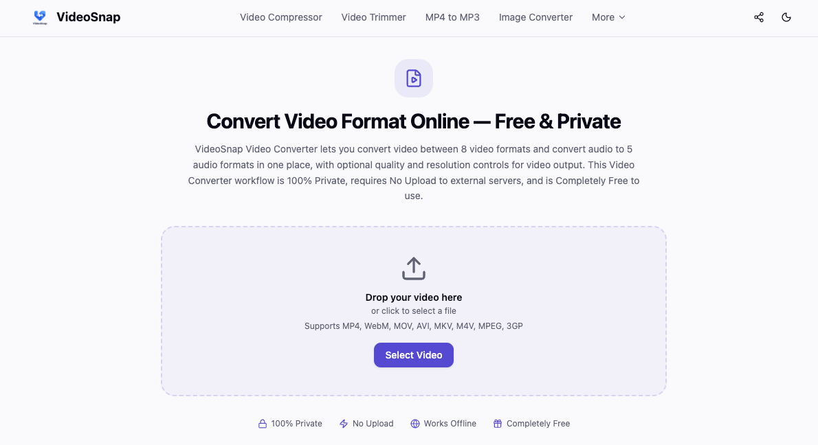 Screenshot of VideoSnap