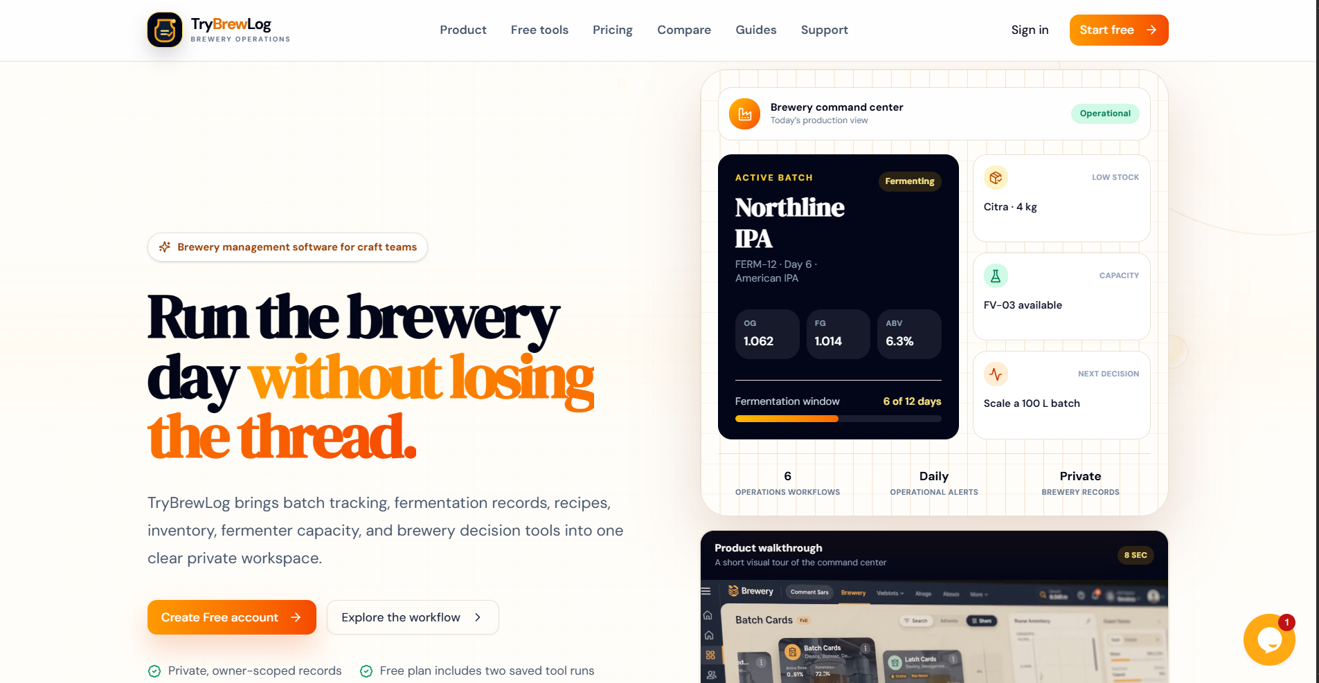 Screenshot of try brewlog