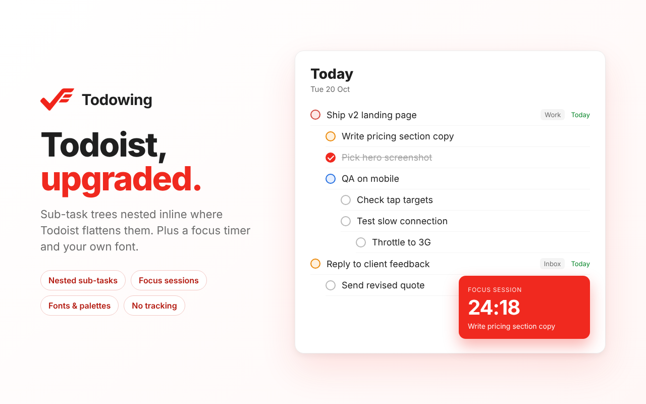 Screenshot of Todowing