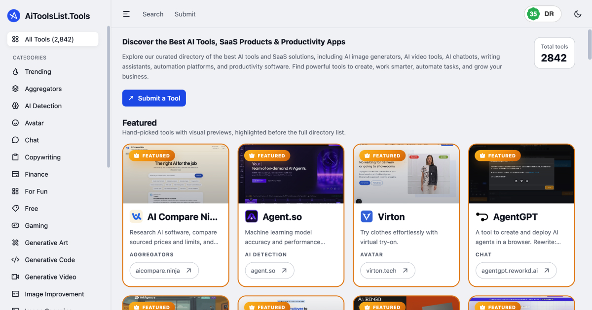Screenshot of aitoolslist