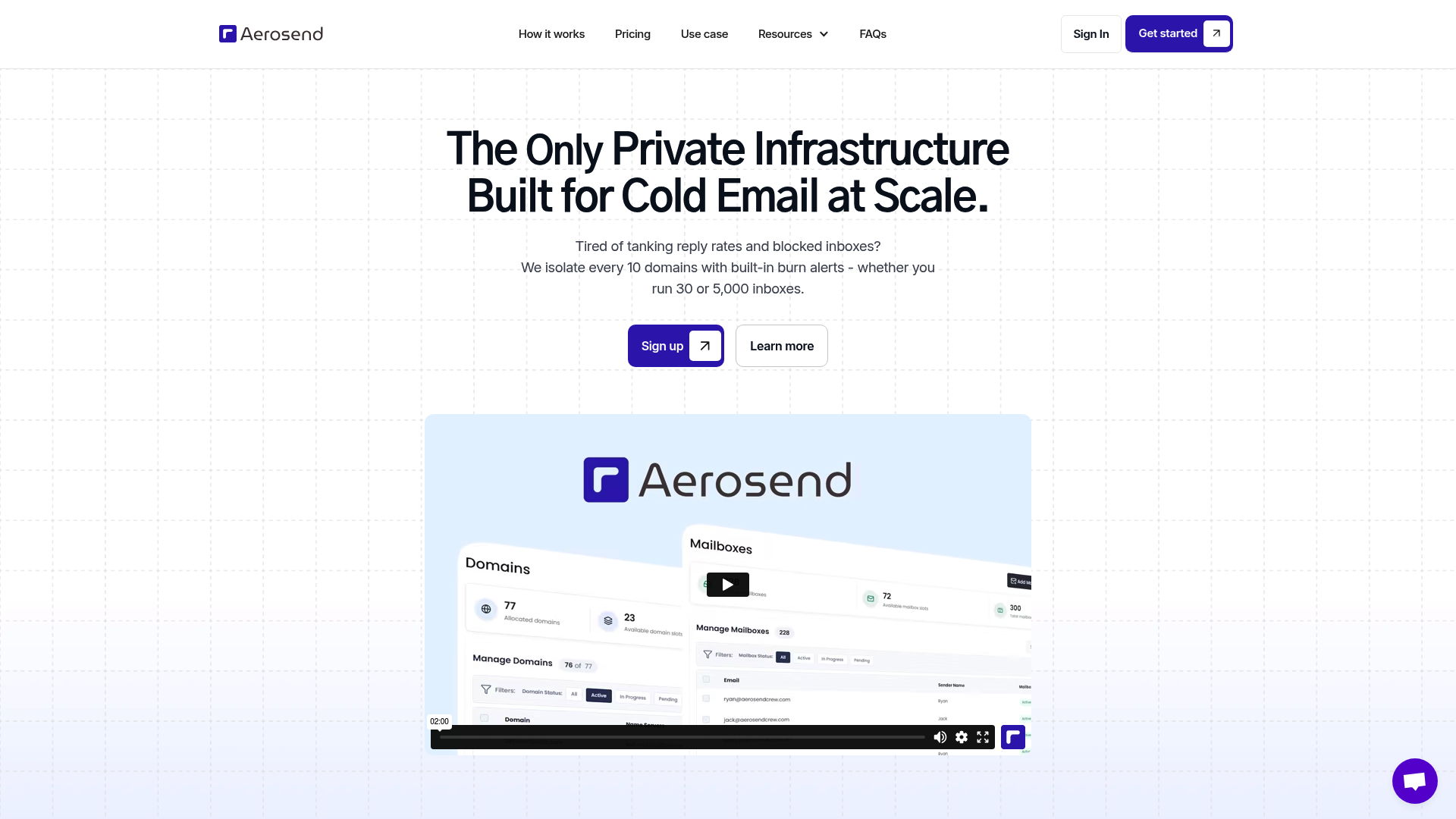 Screenshot of Aerosend.io