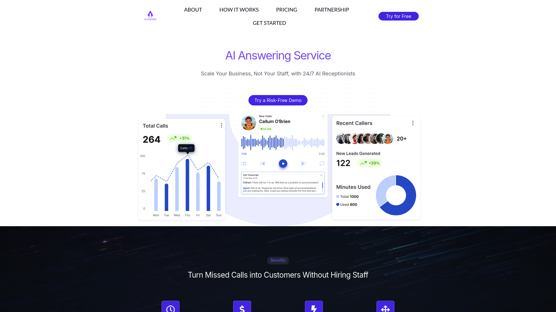 Screenshot of AI Answering Service