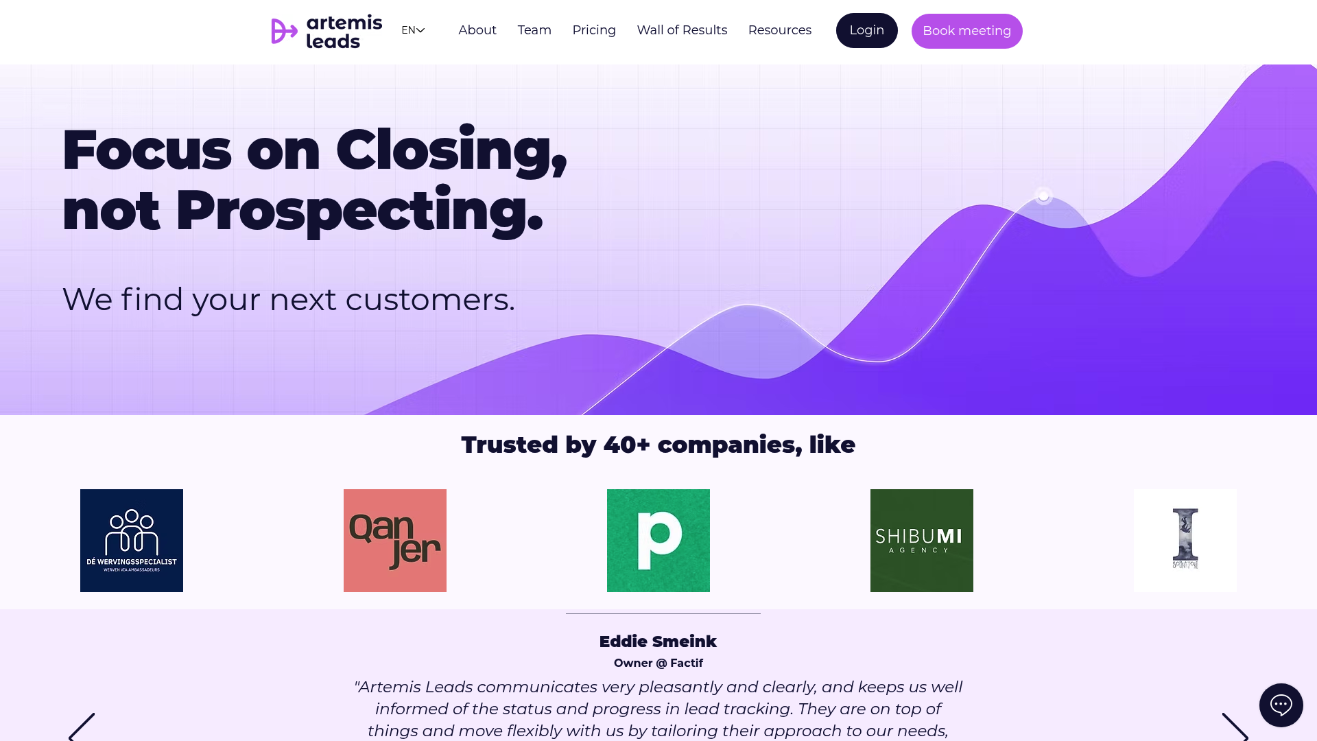 Screenshot of Artemis Leads