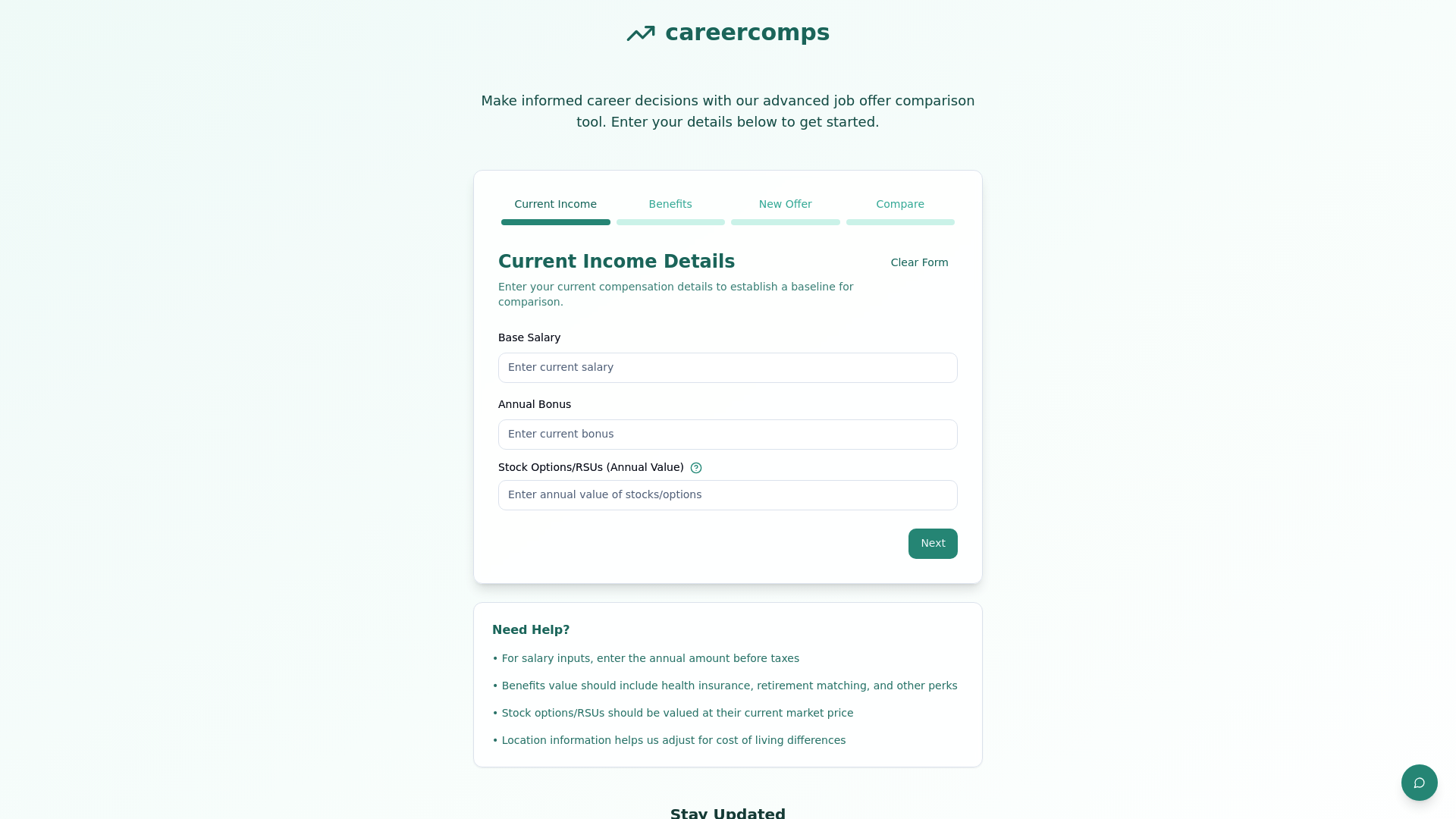 Screenshot of careercomps
