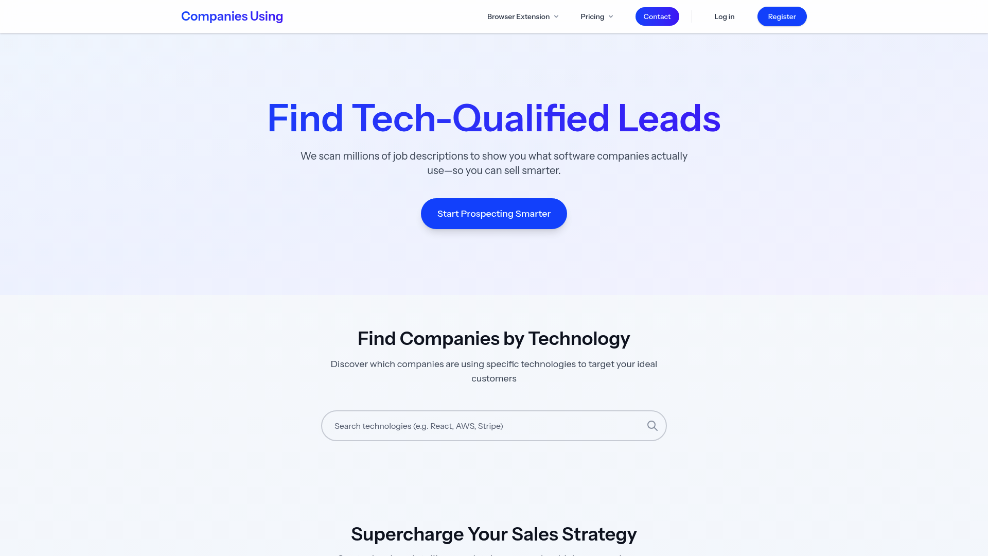 Companies Using screenshot