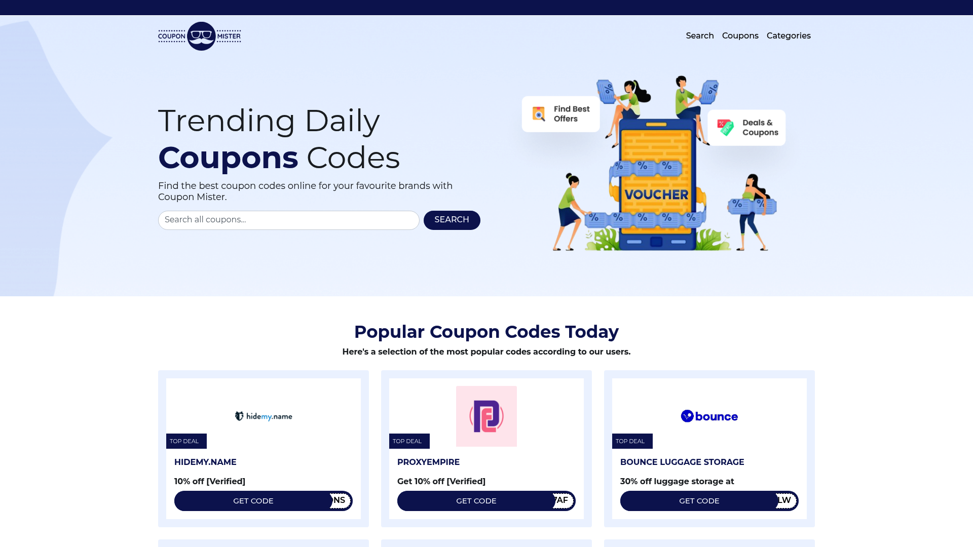 Screenshot of Coupon Mister