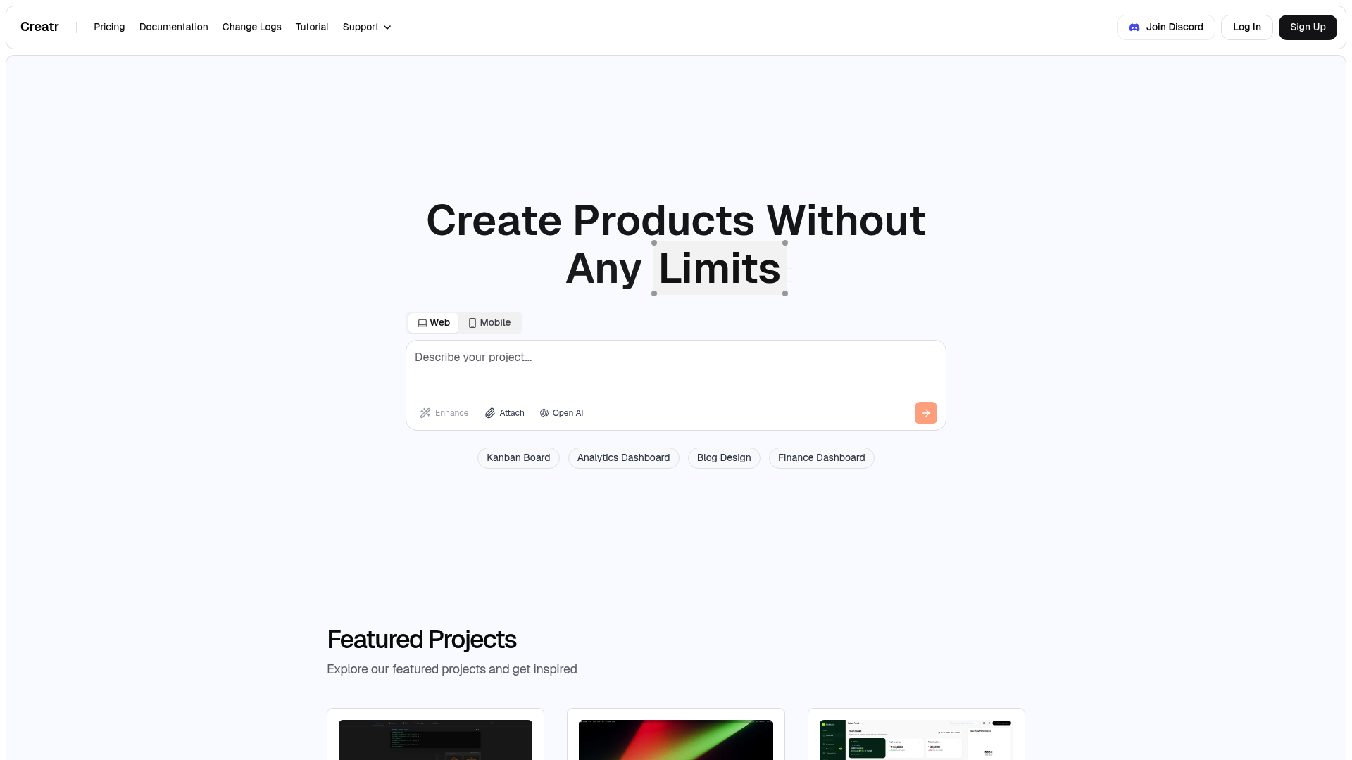 Screenshot of Creatr