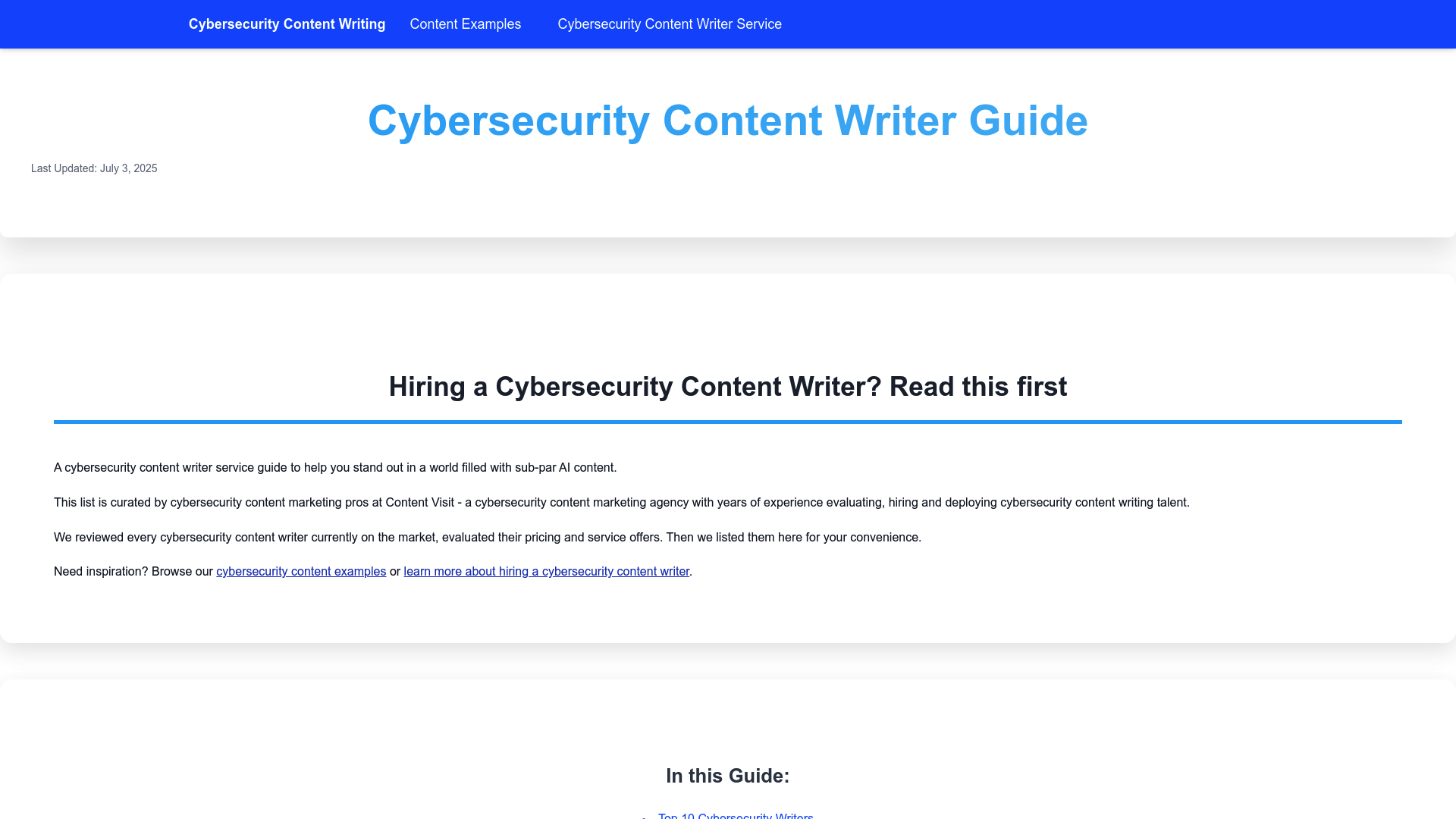 Screenshot of Cyber Security Content writing 