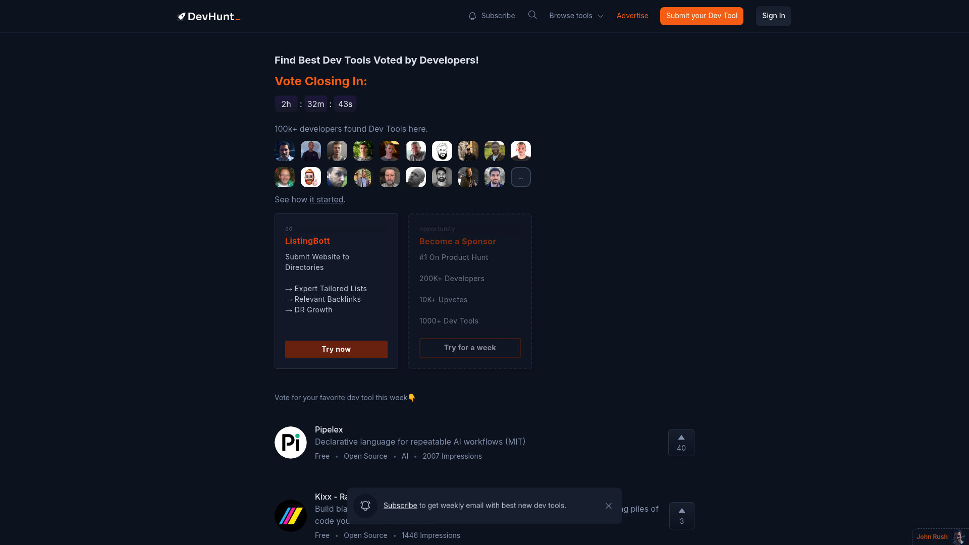 DevHunt screenshot