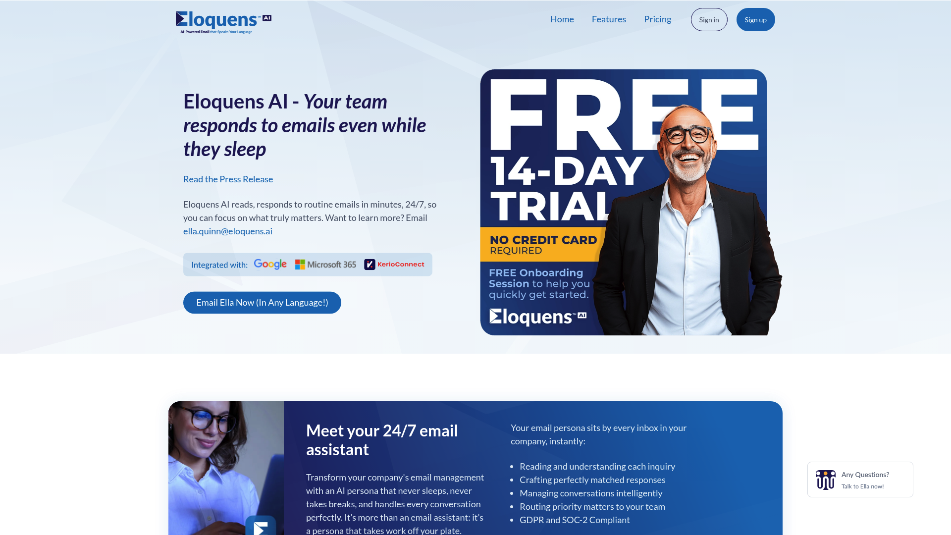 Screenshot of Eloquens AI