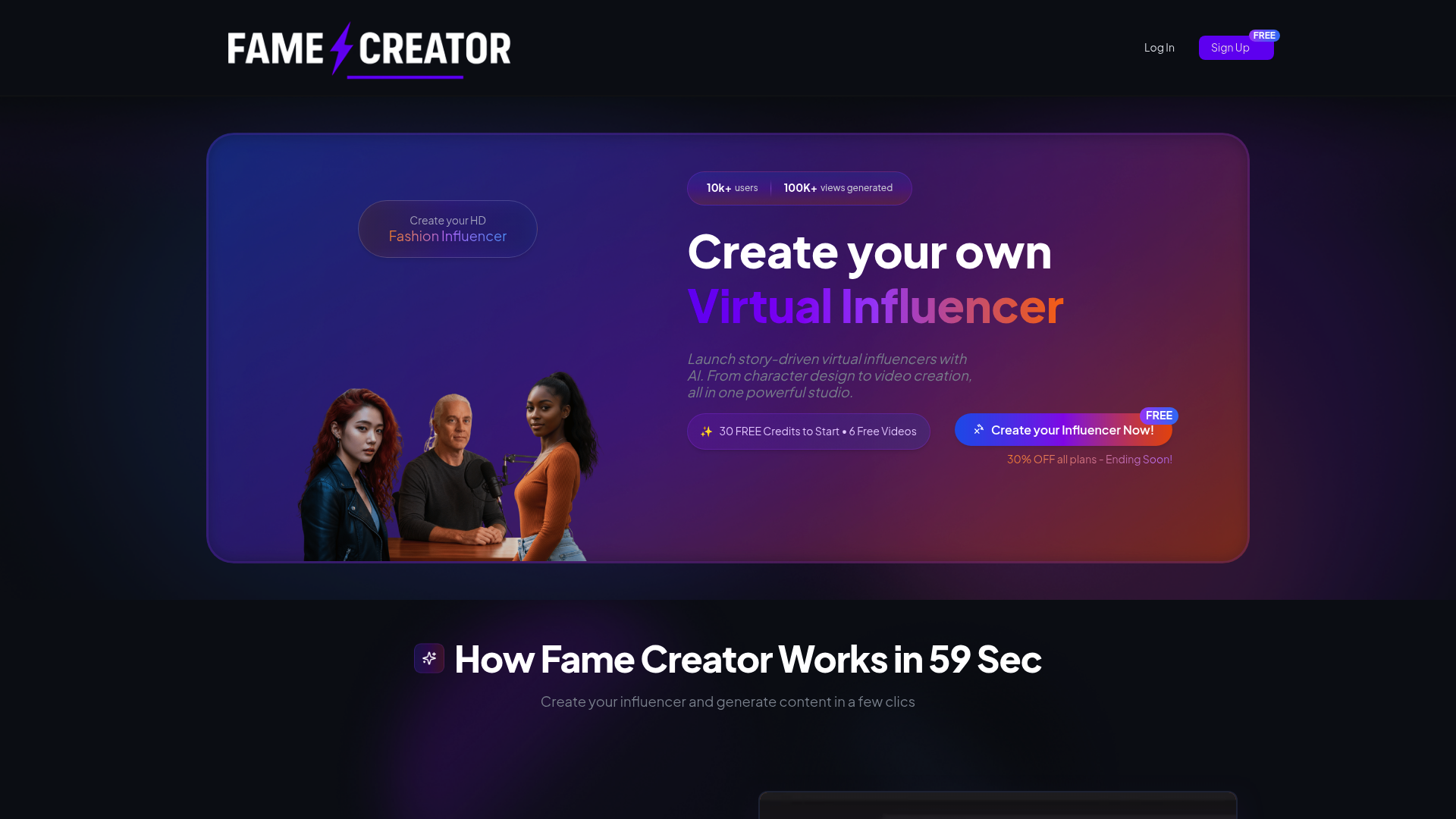 Screenshot of Fame Creator