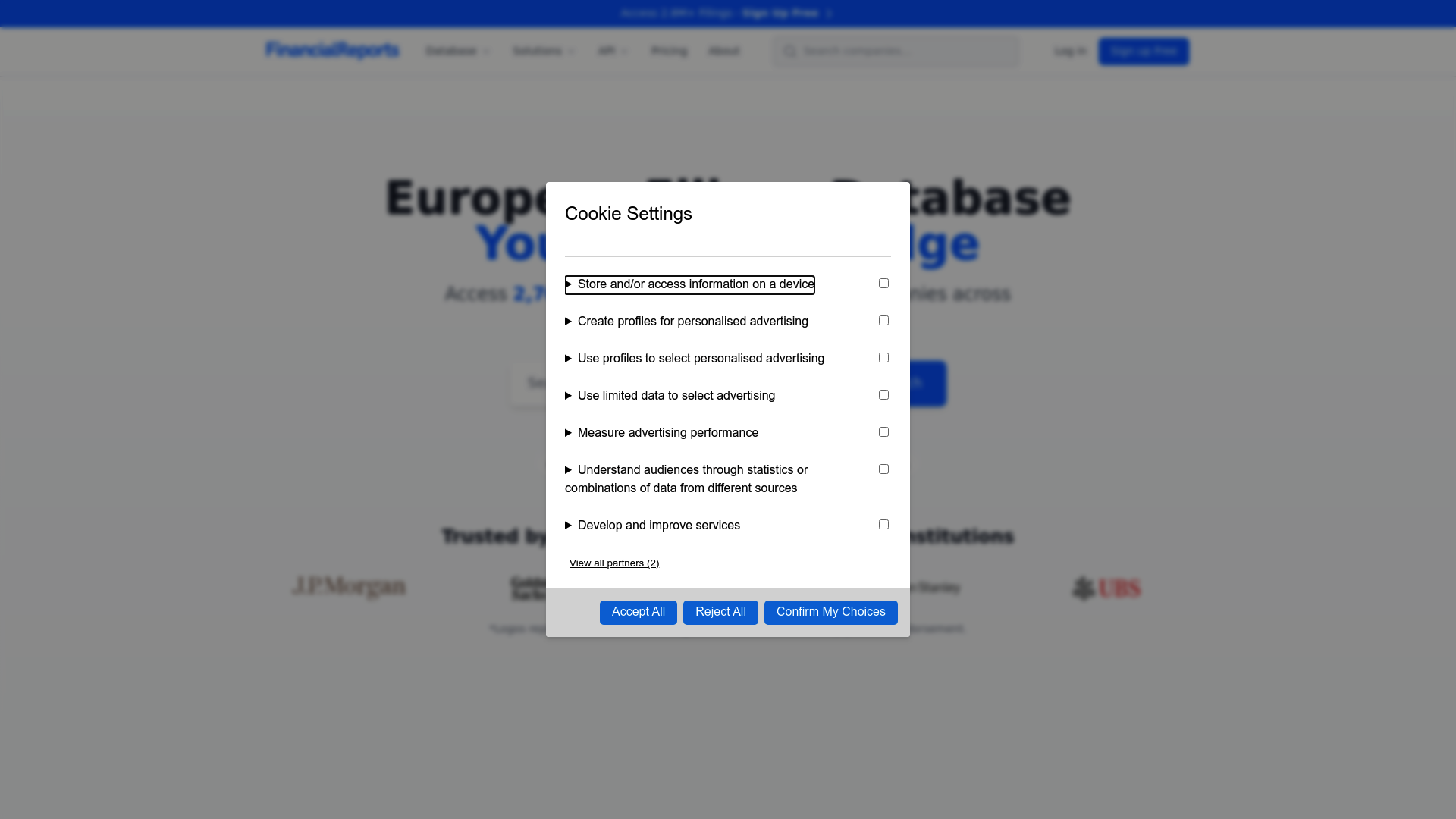 Screenshot of FinancialReports