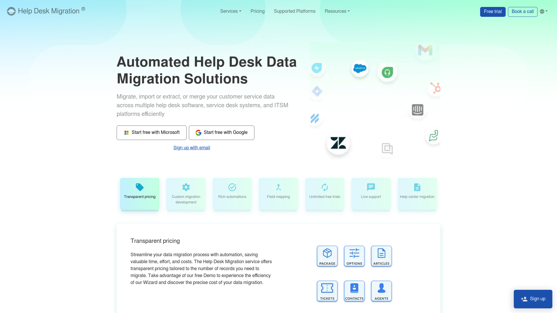 Screenshot of Help Desk Migration