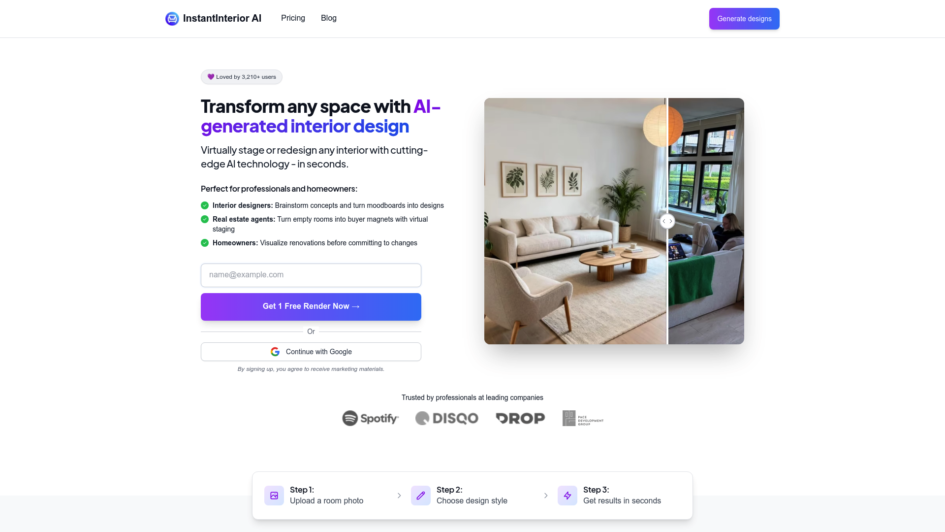 Screenshot of Instant Interior AI