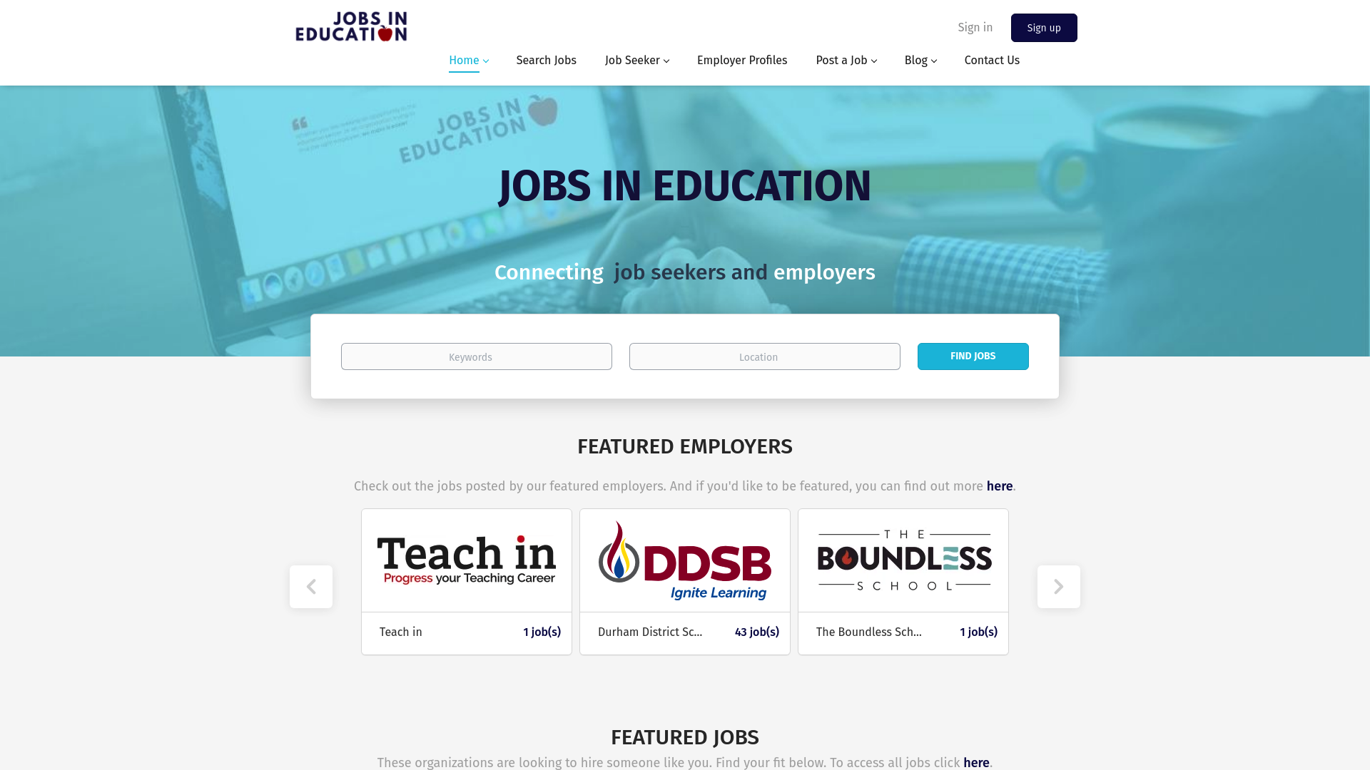 Screenshot of Jobs In Education