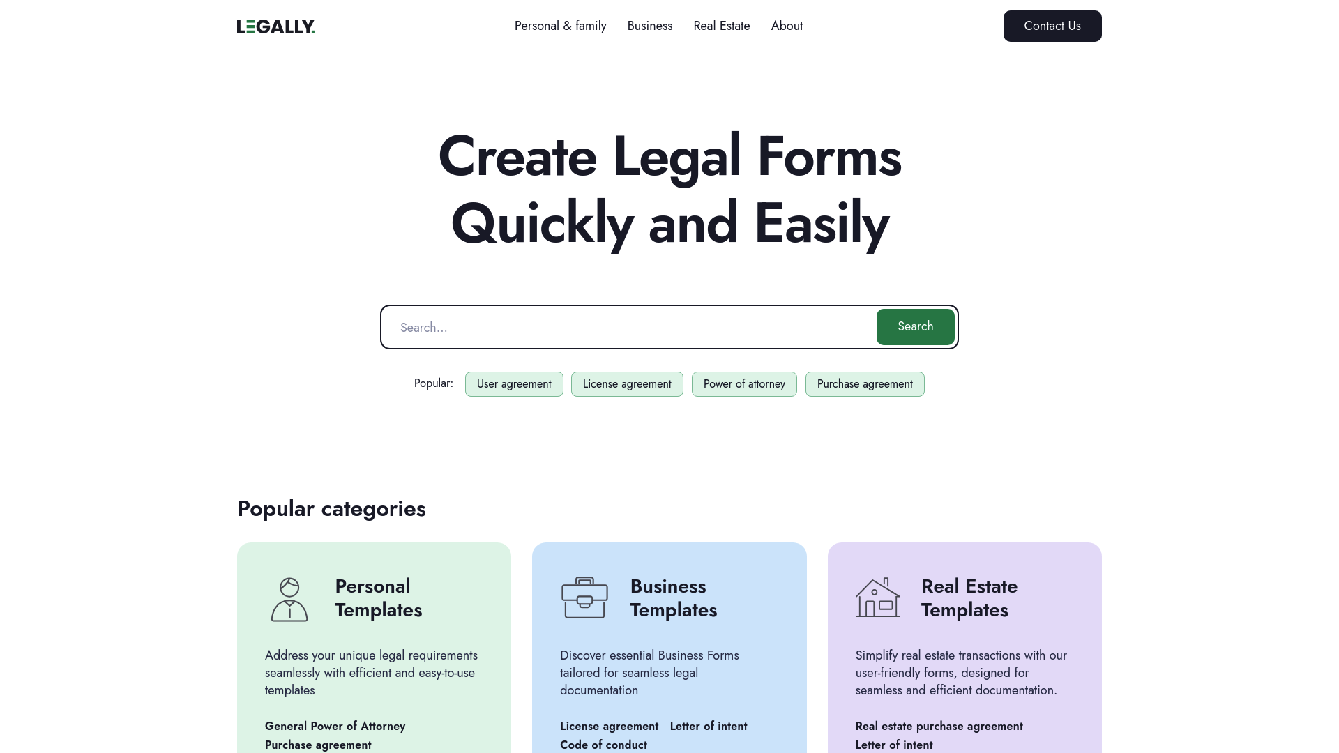 Screenshot of Legally.io