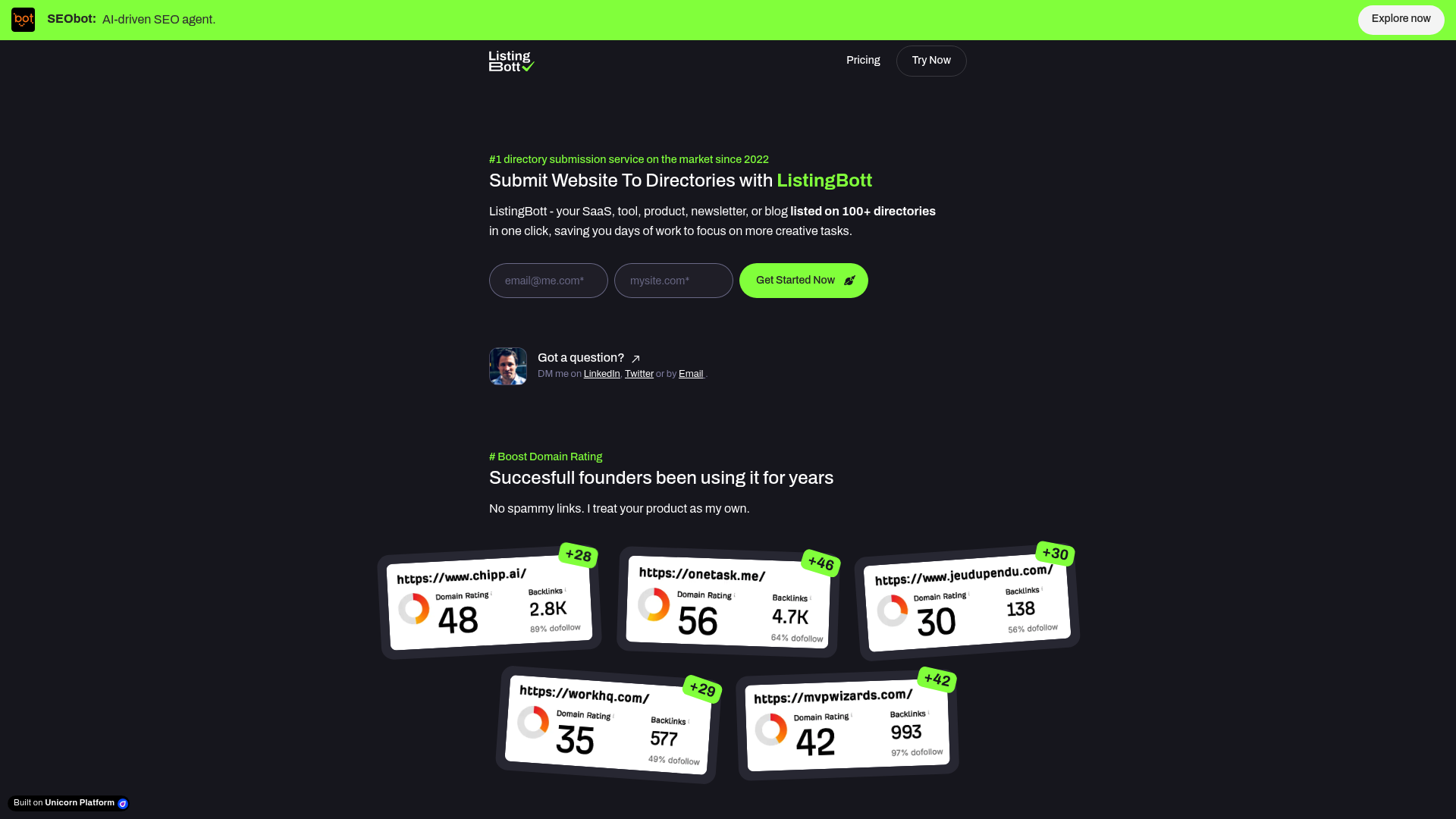 Screenshot of Listingbott