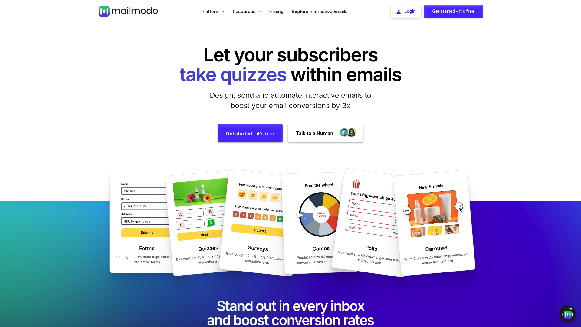 Screenshot of Mailmodo