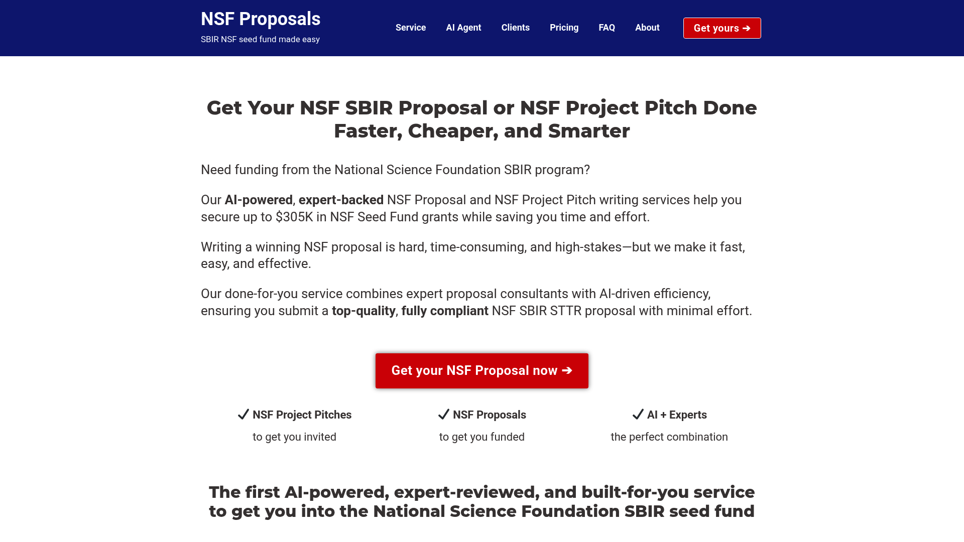 Screenshot of NSF Proposals