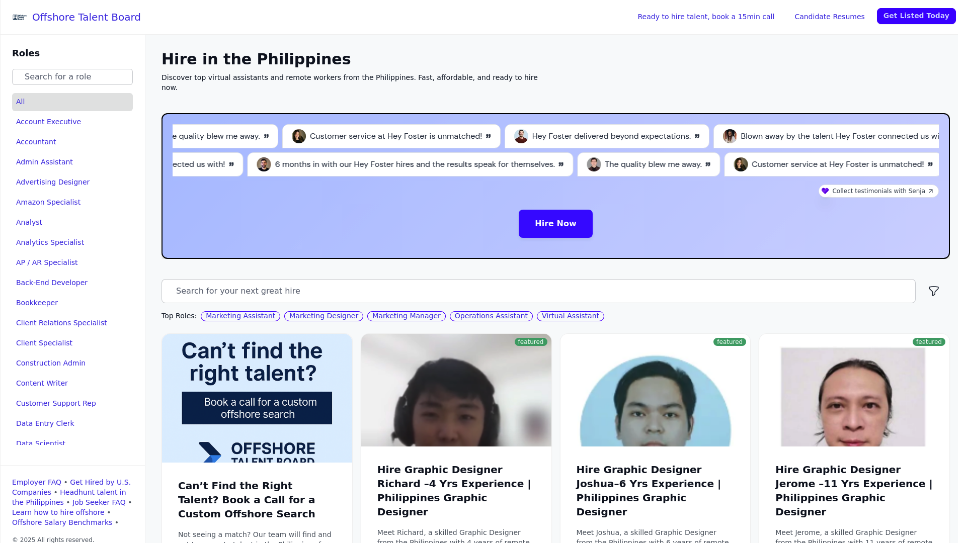 Screenshot of Offshore Talent Board