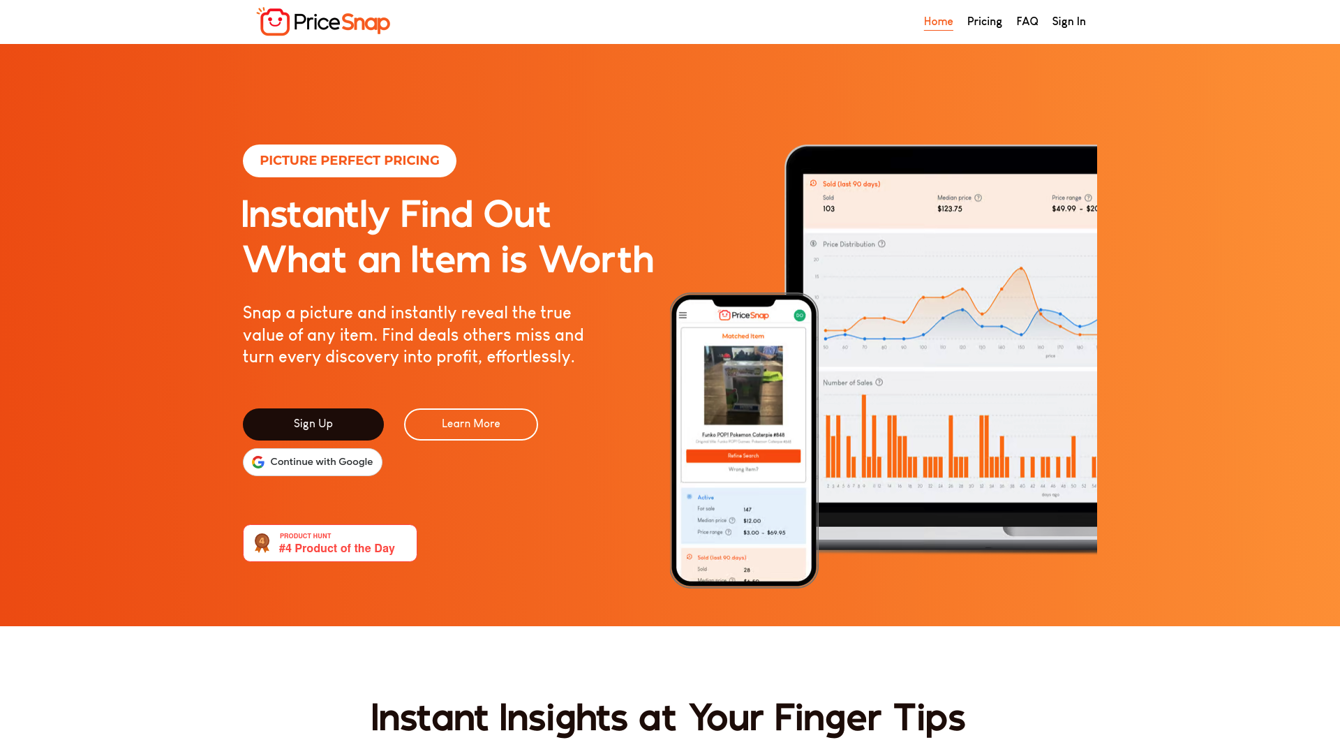 Screenshot of pricesnap