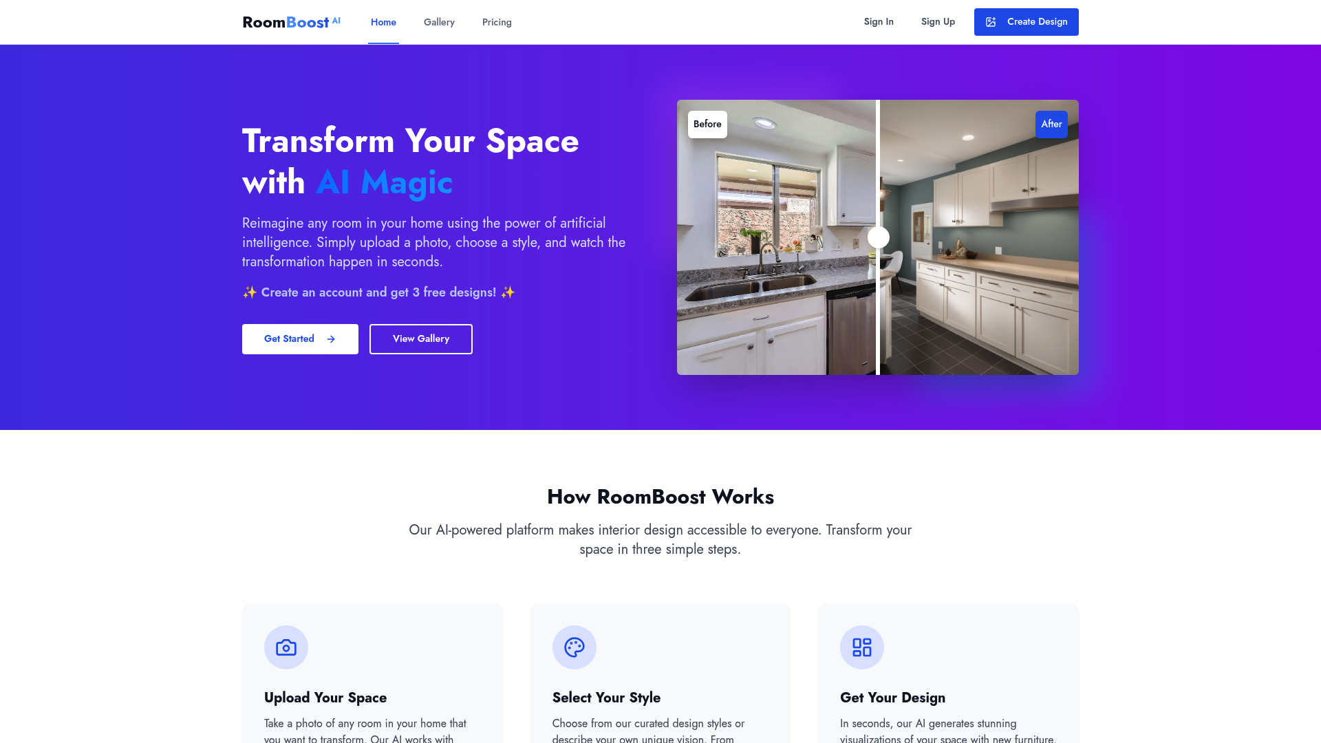 Screenshot of RoomBoost