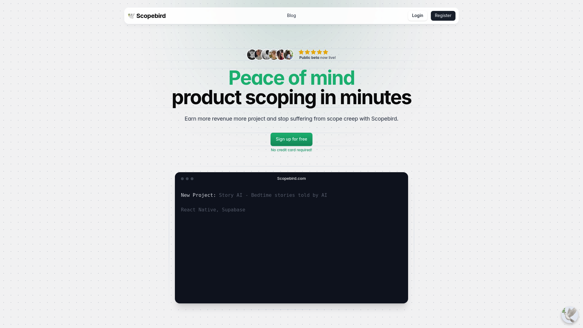 Screenshot of Scopebird