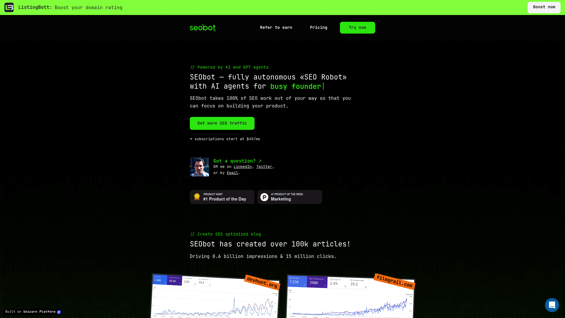 SEObot screenshot