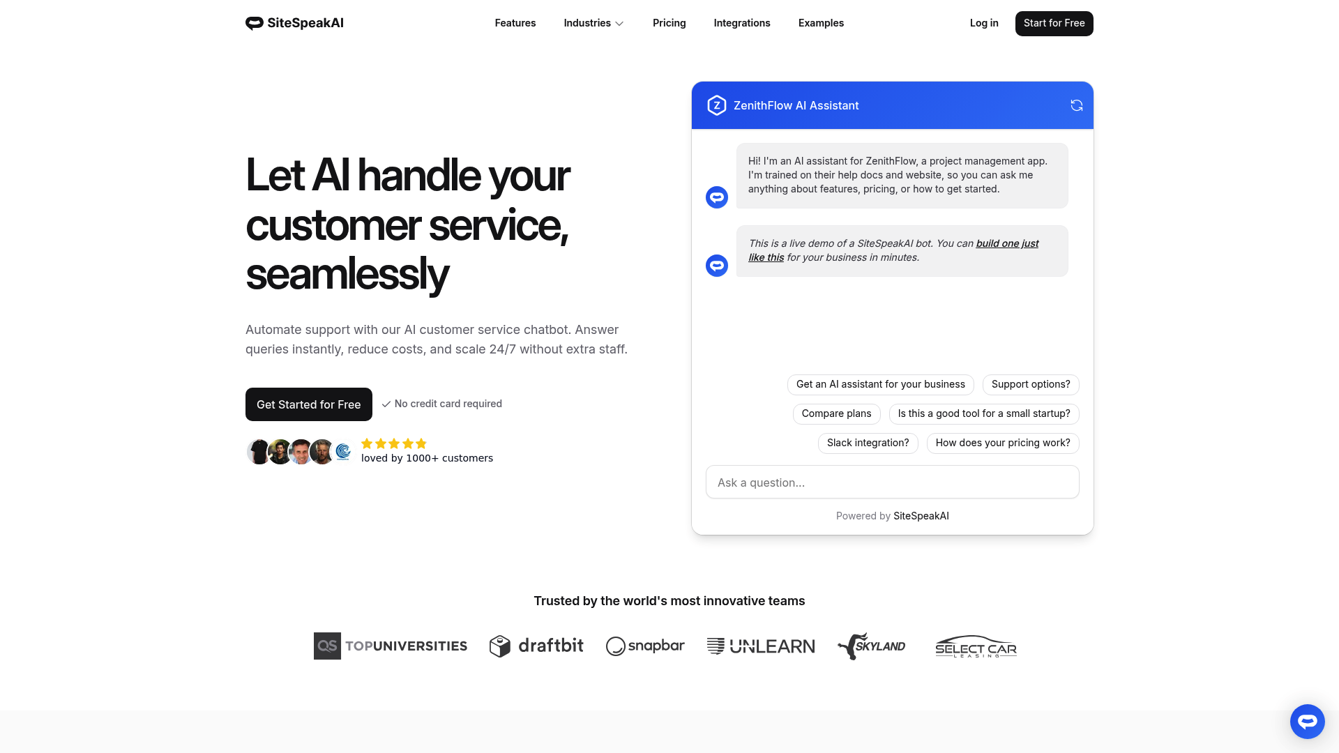 SiteSpeakAI screenshot