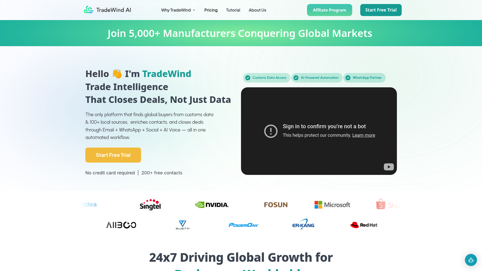 Screenshot of TradeWind AI