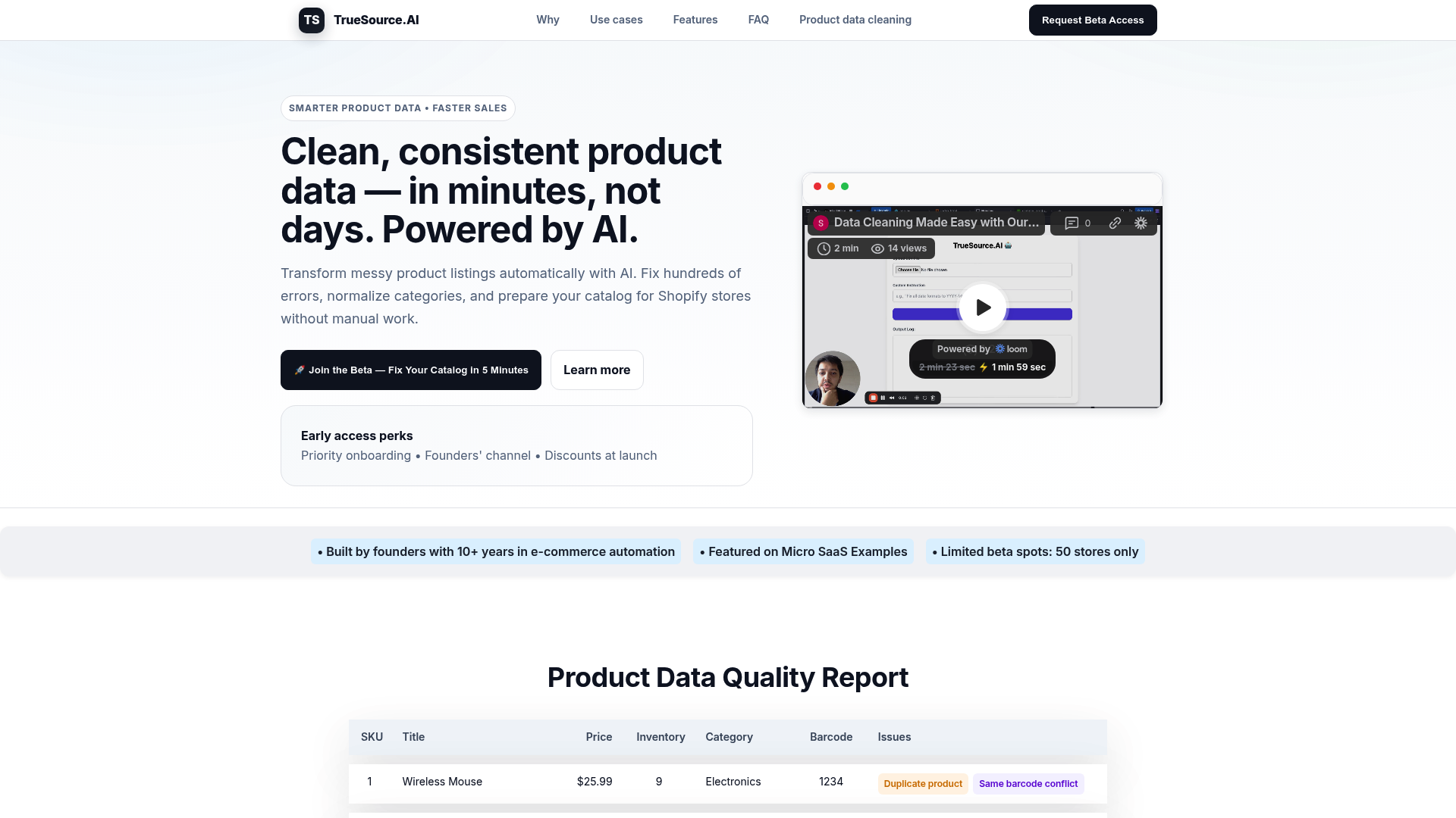 Screenshot of TrueSource.AI
