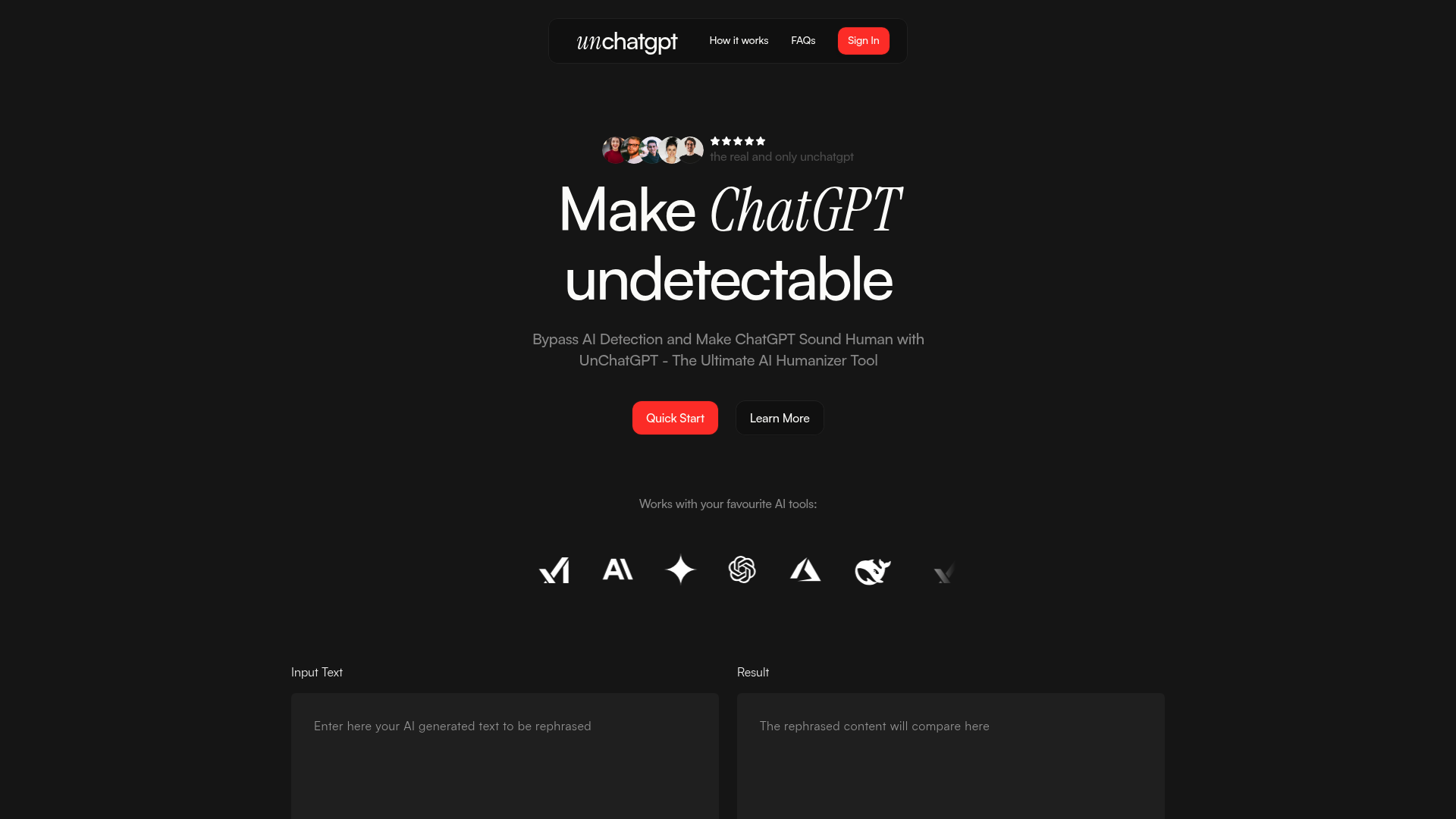 Screenshot of Unchatgpt